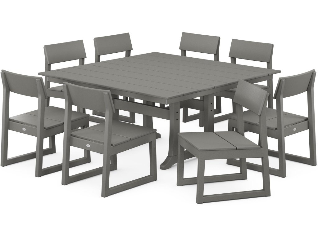 Edge 9-Piece Farmhouse Trestle Dining Set