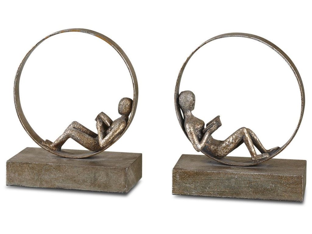 Lounging Reader Bookends, S/2