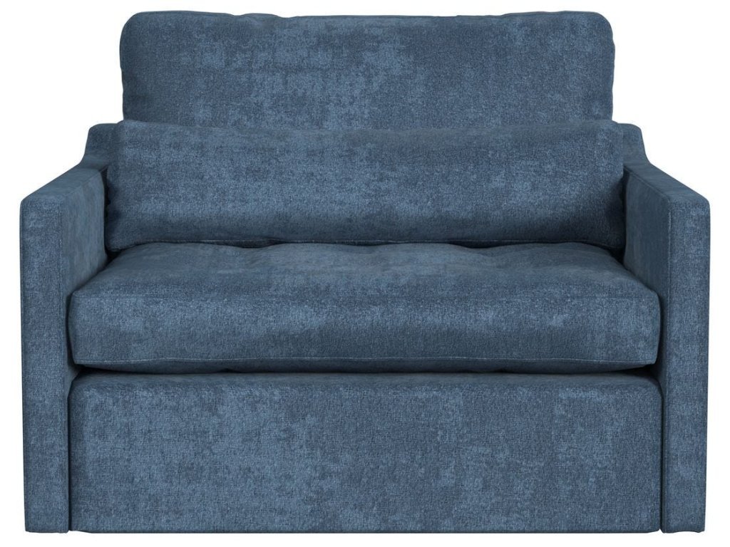 Slope Tufted Swivel Chair-And-A-Half - Lux Peacock