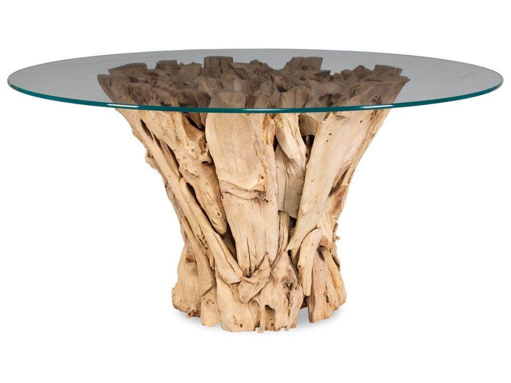 Teak Root Dining Table - Round Bleached, 2 Cartons