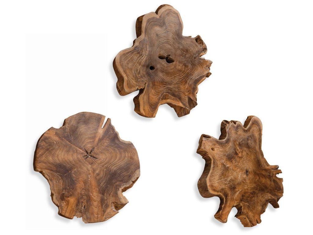 Kalani Outdoor Wood Wall Decor, Natural, S/3