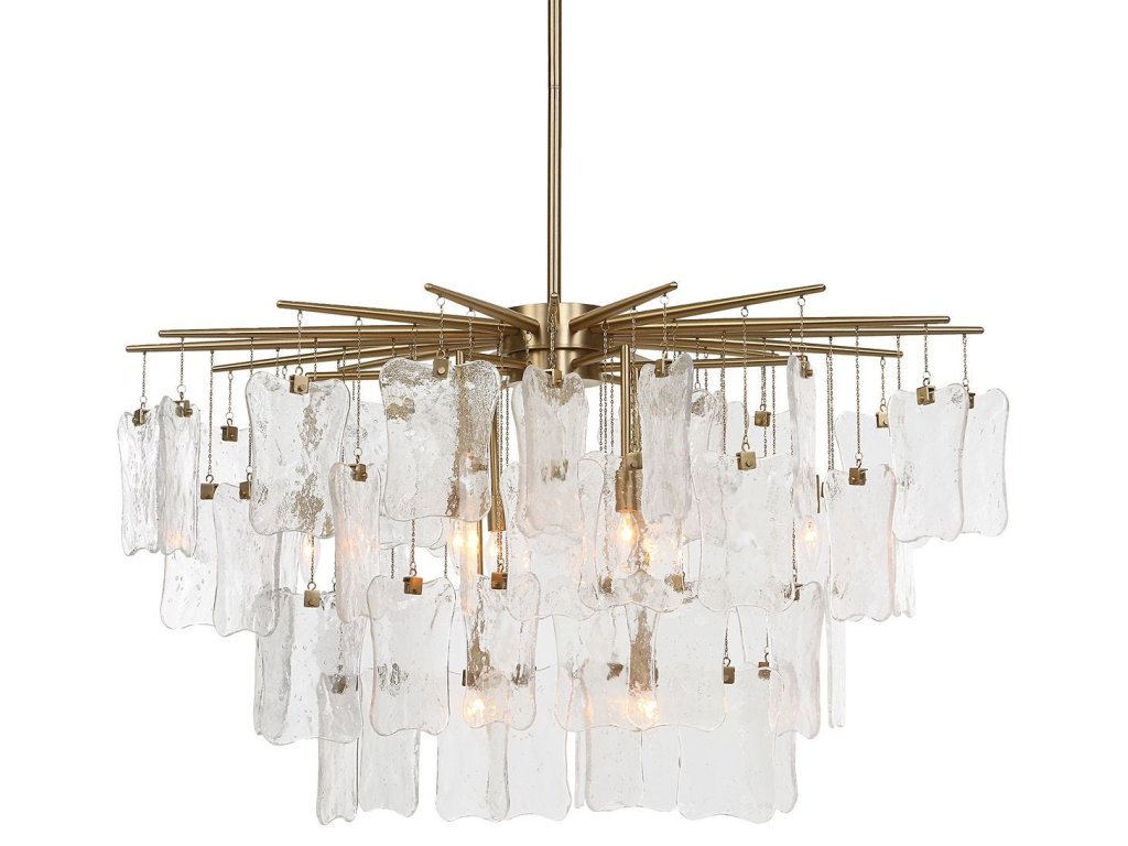 Seeded Shield, 8 Lt Chandelier - Clear