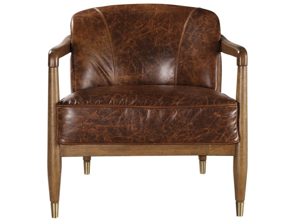 June Accent Chair - Brown Leather