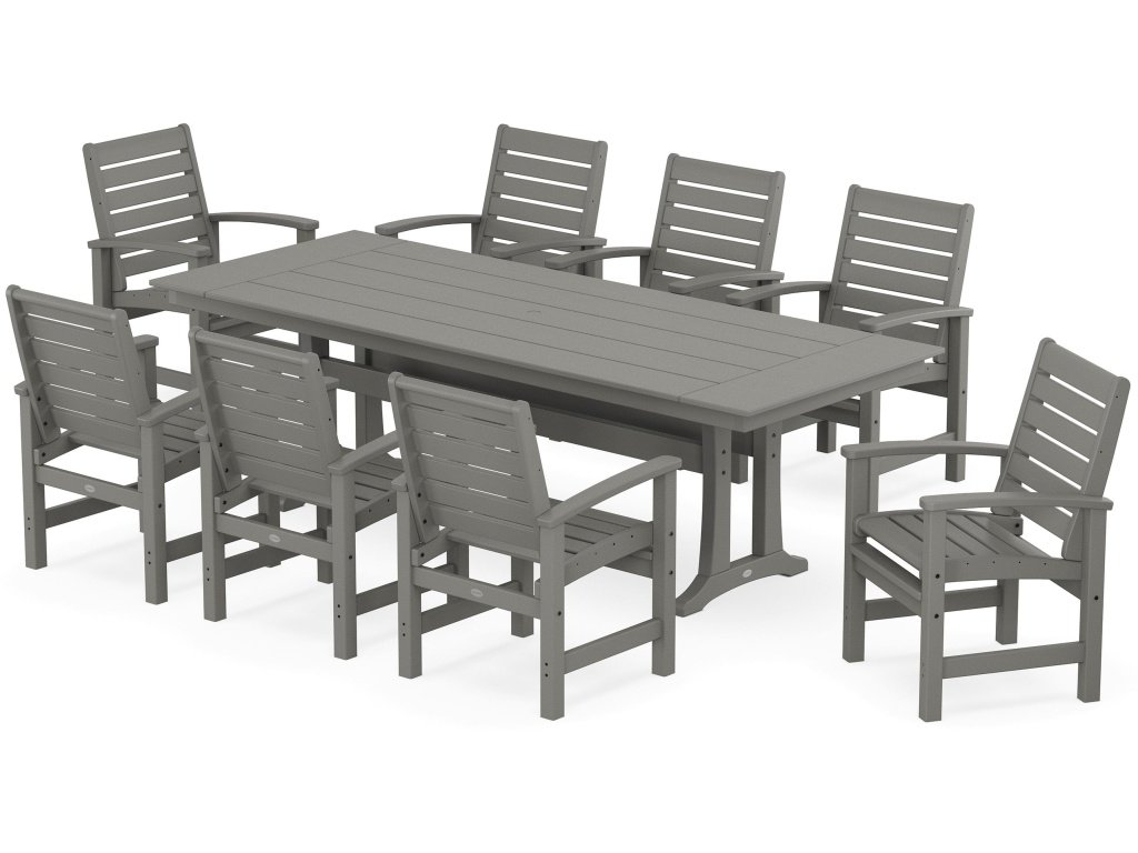 Signature 9-Piece Farmhouse Dining Set With Trestle Legs