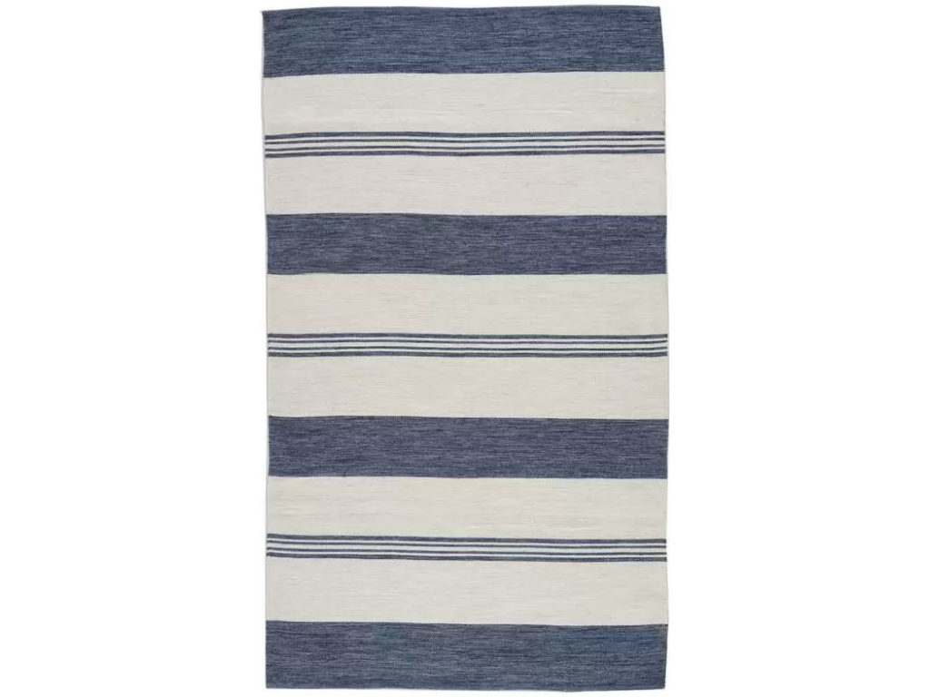 Wide Stripe Navy Indoor/Outdoor Rug Navy White