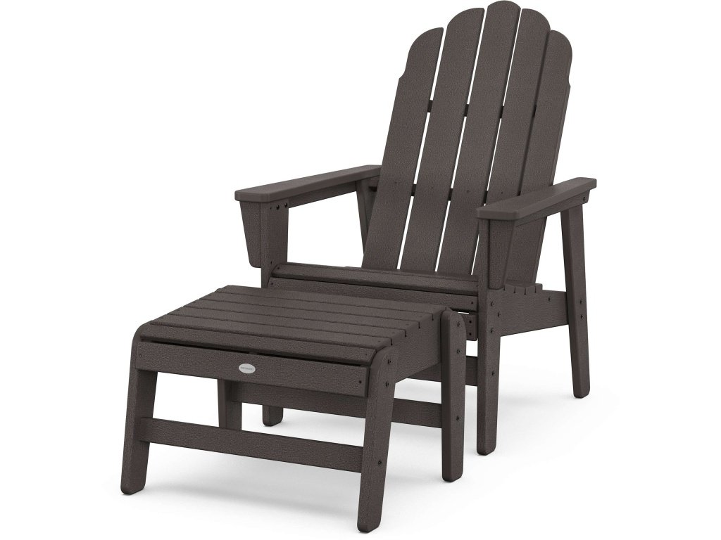 Vineyard Grand Upright Adirondack Chair With Ottoman In Vintage Finish
